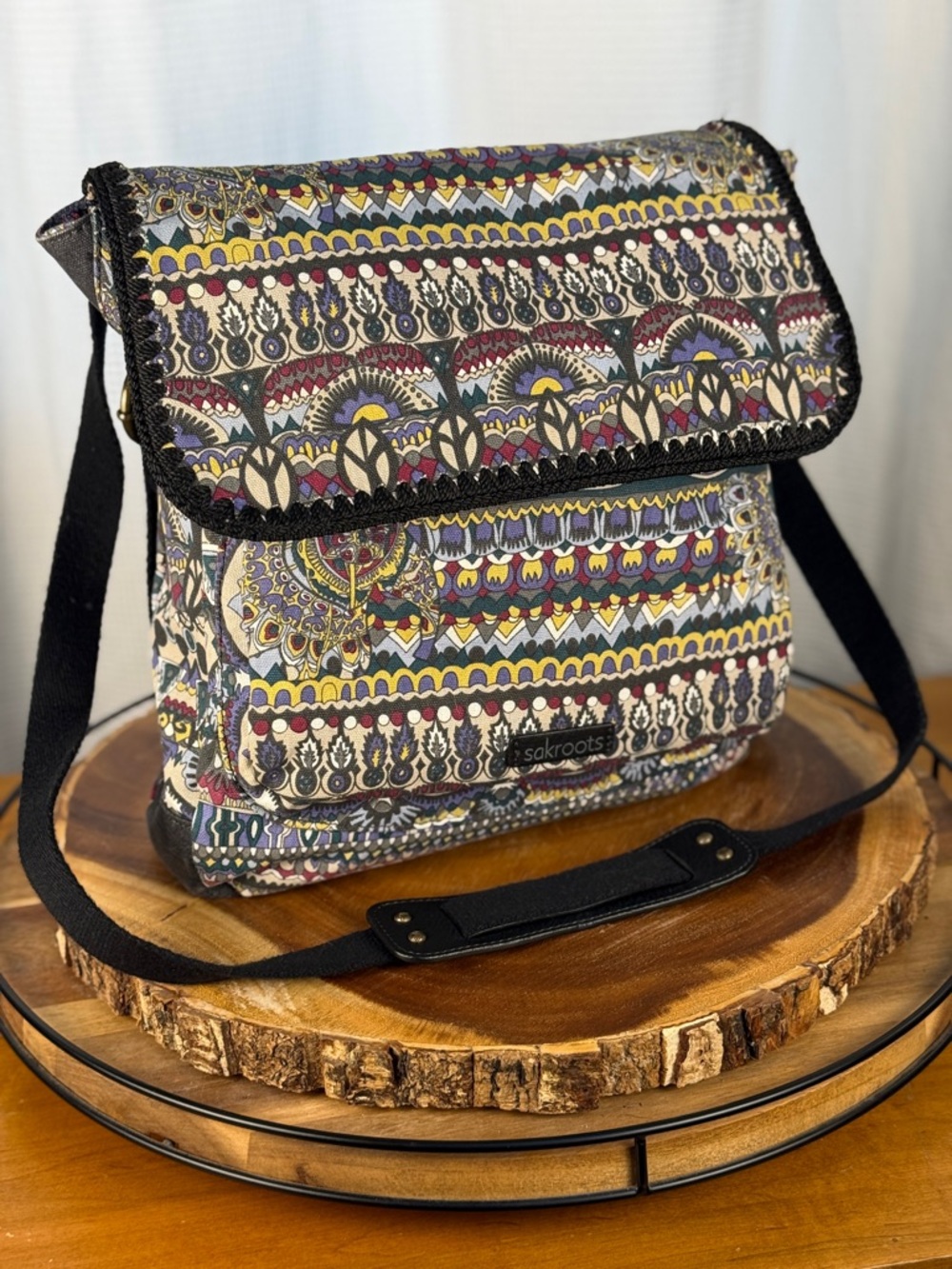 Sakroots Canvas Convertible Backpack Crossbody Bag - Artist Circle Pattern - EUC